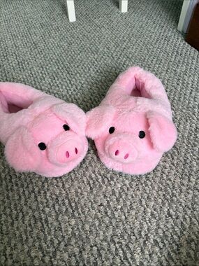 Plush Pink Pig Kids Slippers